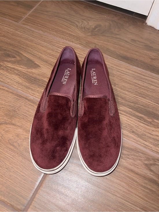 Lauren Ralph Lauren Shoes - Lauren Ralph Lauren womens Burgundy Suede Slip-On Loafers